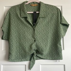 Green with white dots crop